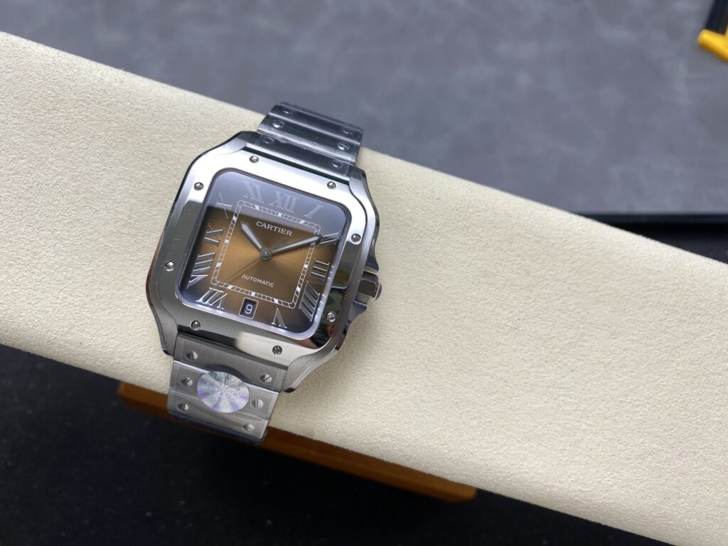 Super Clone Cartier Santos De Cartier Chocolate Dial WSSA0065 35.5mm — movement / caseback view