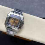 Super Clone Cartier Santos De Cartier Chocolate Dial WSSA0065 35.5mm — movement / caseback view