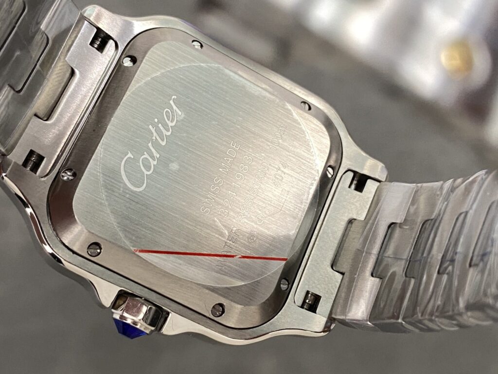 Super Clone Cartier Santos De Cartier CRW2SA0030 Demi Yellow Gold — on leather display