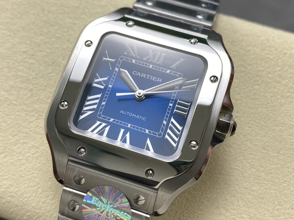 Super Clone Cartier Santos De Cartier Medium Blue WSSA0063 35.5mm – — view 10