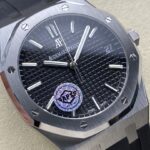 Super Clone Audemars Piguet Royal Oak 15500ST.OO.1220ST.03 41mm Black Rubber Strap — on leather display