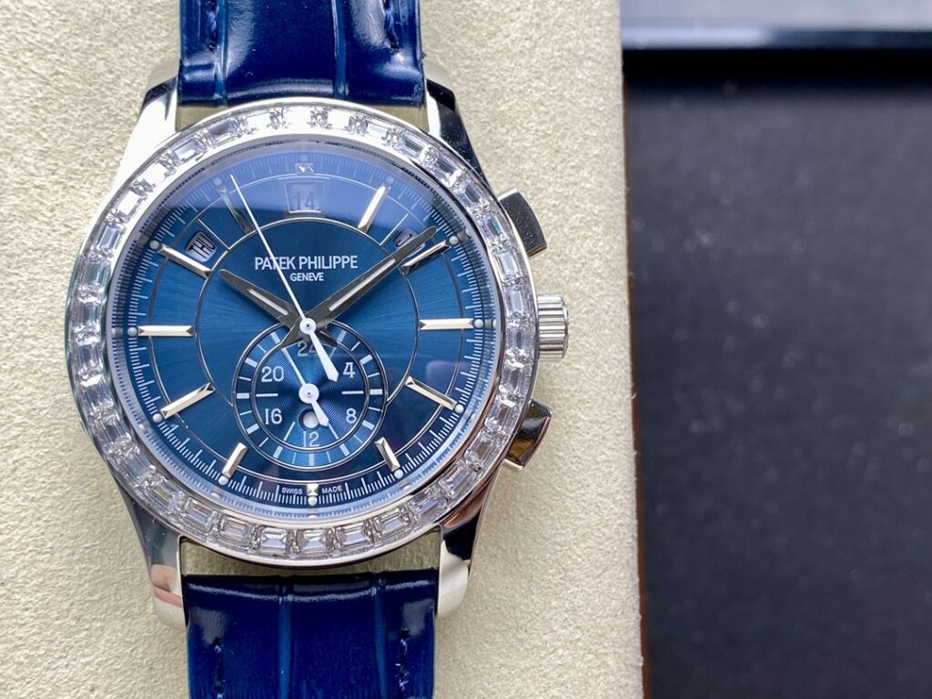 Super Clone Patek Philippe Complications 5961P-001 40mm Blue Dial Steel — dial close-up