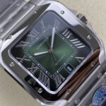 Super Clone Cartier Santos De Cartier Green Dial Large WSSA0062 39.8mm — movement / caseback view
