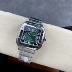 Super Clone Cartier Santos De Cartier Medium Green WSSA0061 35.5mm — movement / caseback view