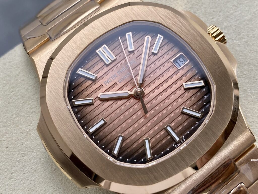 Super Clone Patek Philippe Nautilus 5711/1R-001 40mm Chocolate Dial Rose Gold V3 Update — movement / caseback view