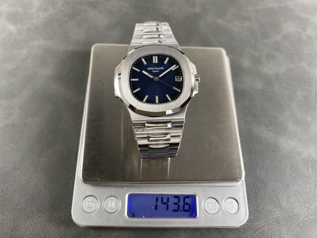 Super Clone Patek Philippe Nautilus 5811/1G-001 40mm “MODIFY” Blue Dial Steel — on leather display