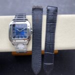Super Clone Cartier Santos De Cartier Medium Blue WSSA0063 35.5mm – — movement / caseback view