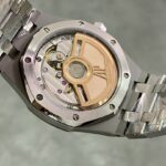 Super Clone Audemars Piguet Royal Oak 37mm 15450ST.OO White Dial Steel — on leather display