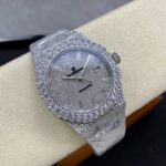 Super Clone Audemars Piguet Royal Oak 15400ST 41mm Full Moissanite Hongkong – Customize Diamod — clasp and links