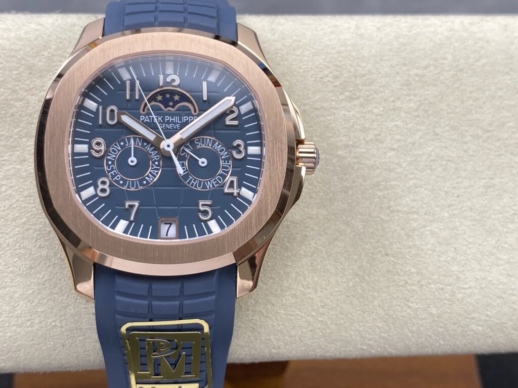 Super Clone Patek Philippe Aquanaut 5261R Moonphase Blue Rose 40mm — dial close-up