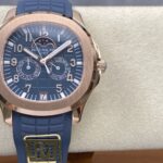 Super Clone Patek Philippe Aquanaut 5261R Moonphase Blue Rose 40mm — dial close-up