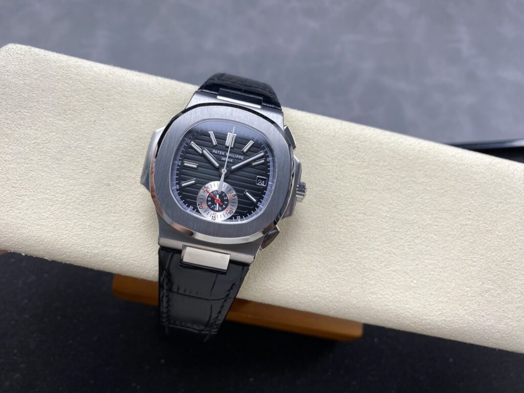 Super Clone Patek Philippe Nautilus Chronograph 5980/1A-014 40.5mm Black Dial with Leather Strap — view 10