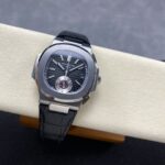 Super Clone Patek Philippe Nautilus Chronograph 5980/1A-014 40.5mm Black Dial with Leather Strap — view 10