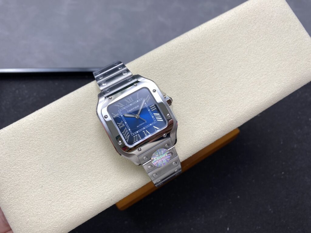 Super Clone Cartier Santos De Cartier Medium Blue WSSA0063 35.5mm – — view 9