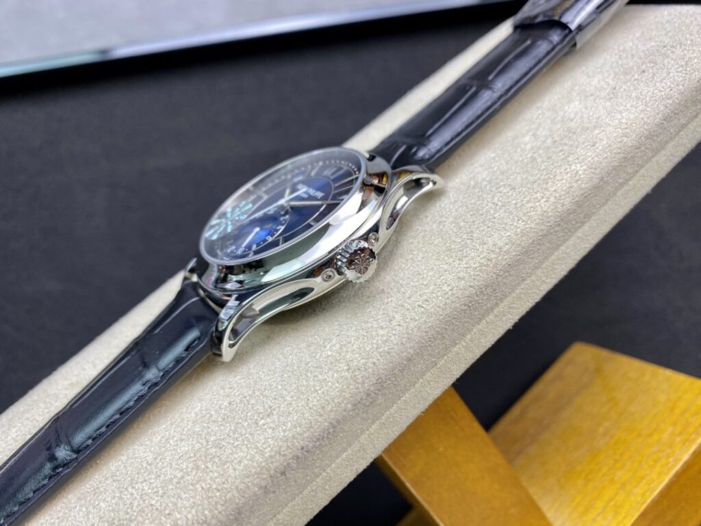 Super Clone Patek Philippe Complications 5205G-013 40mm Blue Dial Steel — case and bezel