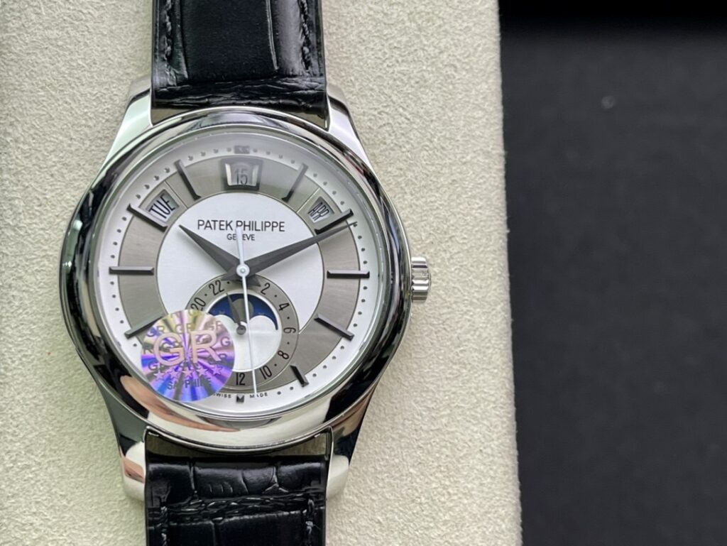 Super Clone Patek Philippe Complications 5205G-001 40mm White Dial Steel — dial close-up