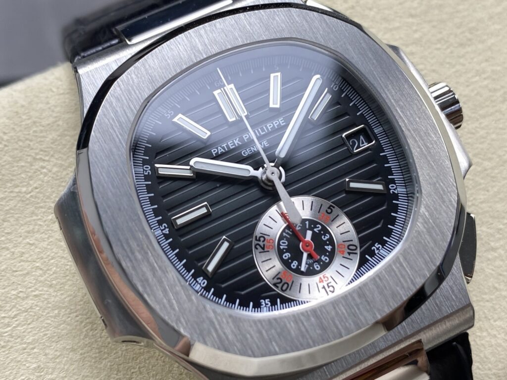 Super Clone Patek Philippe Nautilus Chronograph 5980/1A-014 40.5mm Black Dial with Leather Strap — view 11