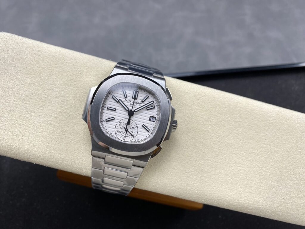 Super Clone Patek Philippe Nautilus Chronograph 5980/1A-019 40.5mm White Dial — movement / caseback view