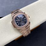 Super Clone Patek Philippe Nautilus Chronograph 5980/1R-001 40mm Black-Gray Dial Rose Gold — movement / caseback view