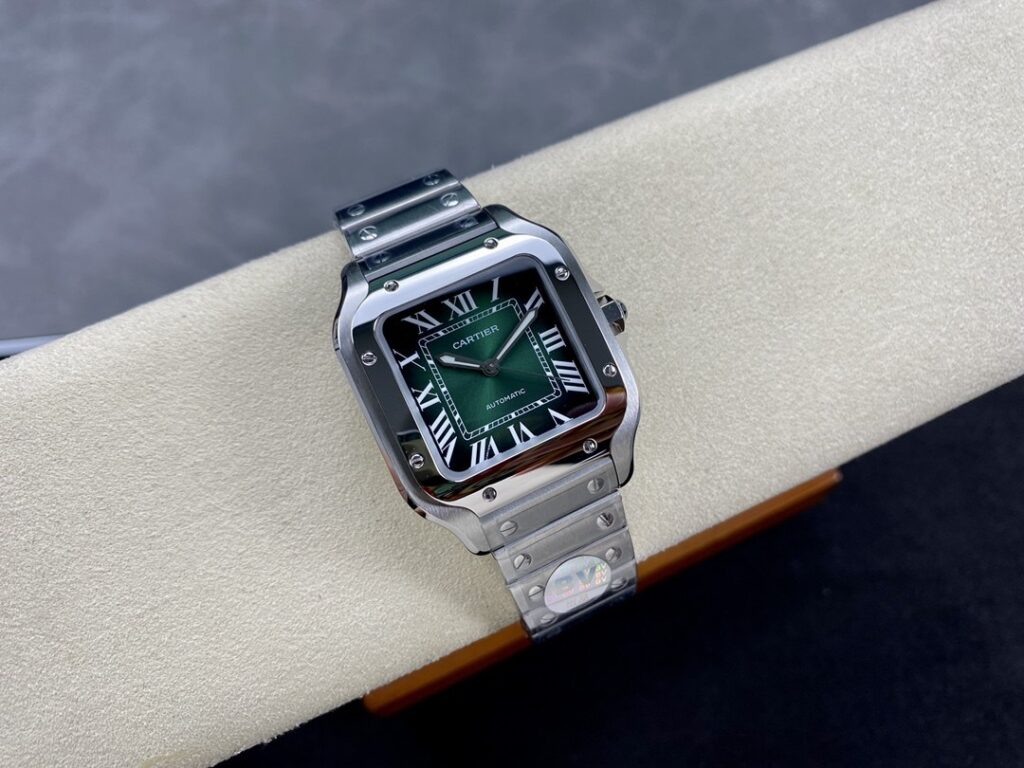 Super Clone Cartier Santos De Cartier Medium Green WSSA0061 35.5mm — view 9