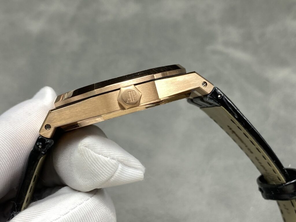 Super Clone Audemars Piguet Royal Oak 15500OR Rose Gold 41mm Black Dial — case and bezel