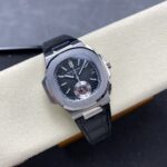 Super Clone Patek Philippe Nautilus Chronograph 5980/1A-014 40.5mm Black Dial with Leather Strap — movement / caseback view