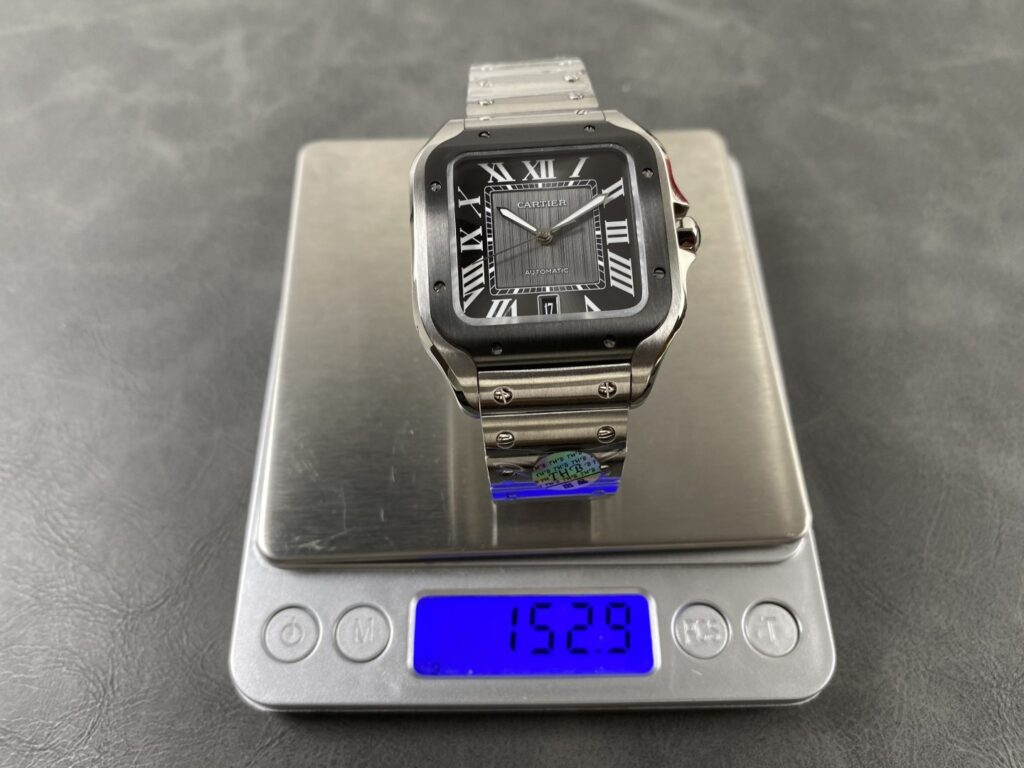 Super Clone Cartier Santos De Cartier Ceramic CRWSSA0037 39.8mm Miyota.9015 — on leather display