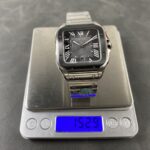 Super Clone Cartier Santos De Cartier Ceramic CRWSSA0037 39.8mm Miyota.9015 — on leather display