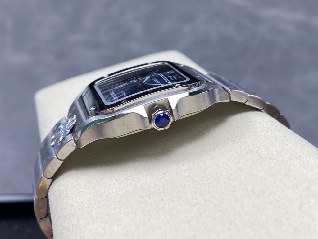 Super Clone Cartier Santos De Cartier Medium Blue WSSA0063 35.5mm – — case and bezel