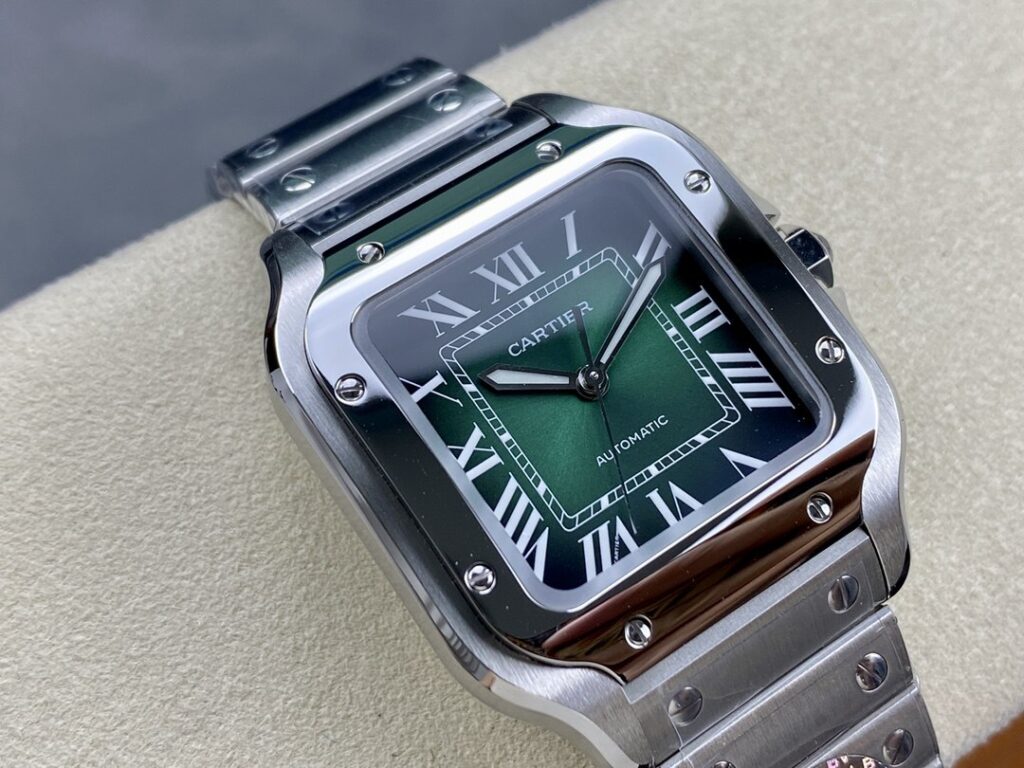 Super Clone Cartier Santos De Cartier Medium Green WSSA0061 35.5mm — view 10
