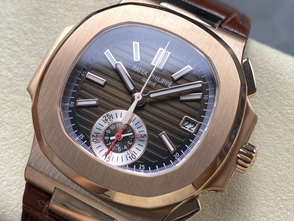 Super Clone Patek Philippe Nautilus 5980R-001 40.5mm Chronograph Rose Gold — case and bezel