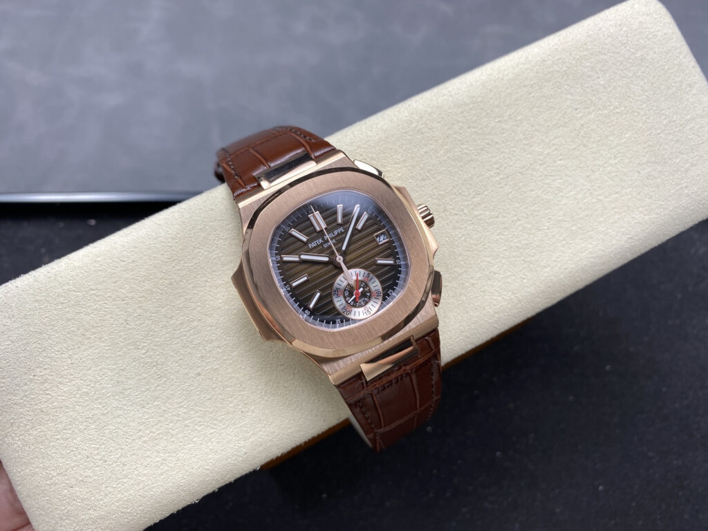 Super Clone Patek Philippe Nautilus 5980R-001 40.5mm Chronograph Rose Gold — movement / caseback view