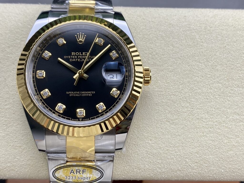 Super Clone Rolex Datejust Black Diamond Dial 126333-0005 41 mm — dial close-up