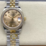 Super Clone Rolex Datejust Gold Dial SRL40 36 mm — dial close-up