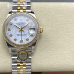 Super Clone Rolex Datejust Mother of Pearl Diamond Dial 126283RBR-0009 36 mm — dial close-up