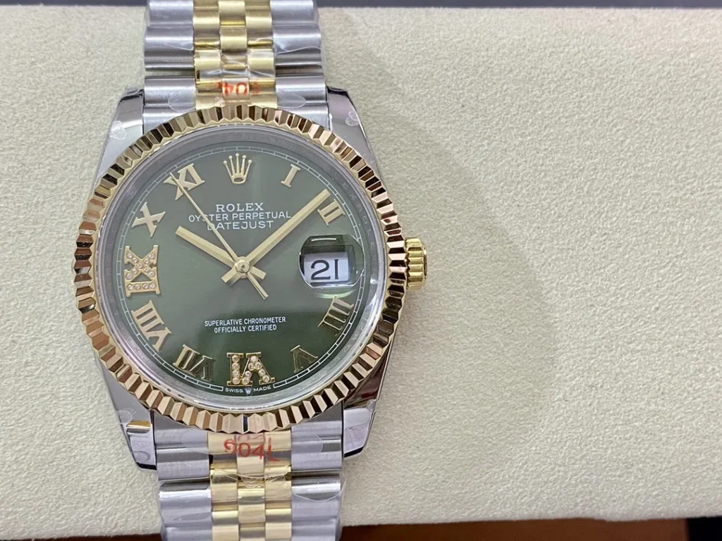 Super Clone Rolex Datejust Olive Green Roman Diamond Dial 126233-0026 36 mm – Swiss SuperClone