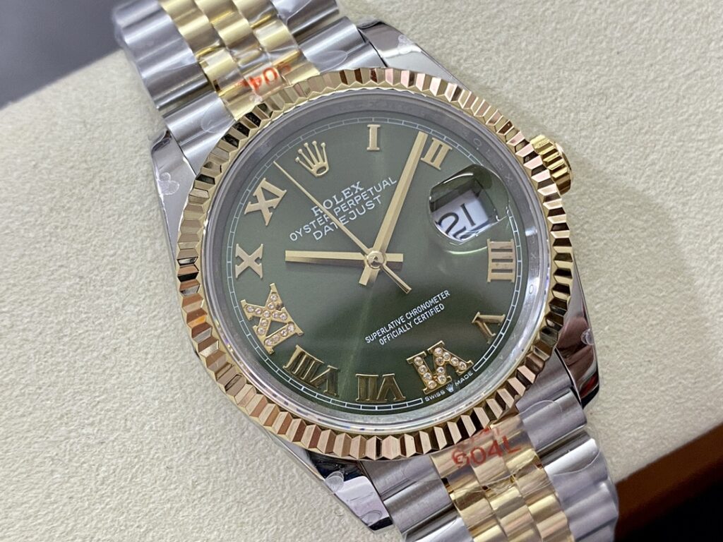 Super Clone Rolex Datejust Olive Green Roman Diamond Dial 126233-0026 36 mm — view 9