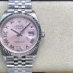 Super Clone Rolex Datejust Pink Roman Dial 126234-0031 36 mm — dial close-up