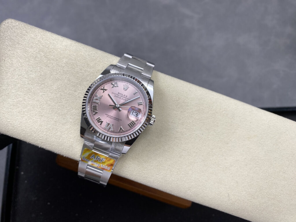 Super Clone Rolex Datejust Pink Roman Dial 126234-0032 36 mm — case and bezel