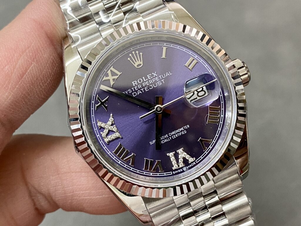 Super Clone Rolex Datejust Purple Dial 126234-0022 36 mm — case and bezel