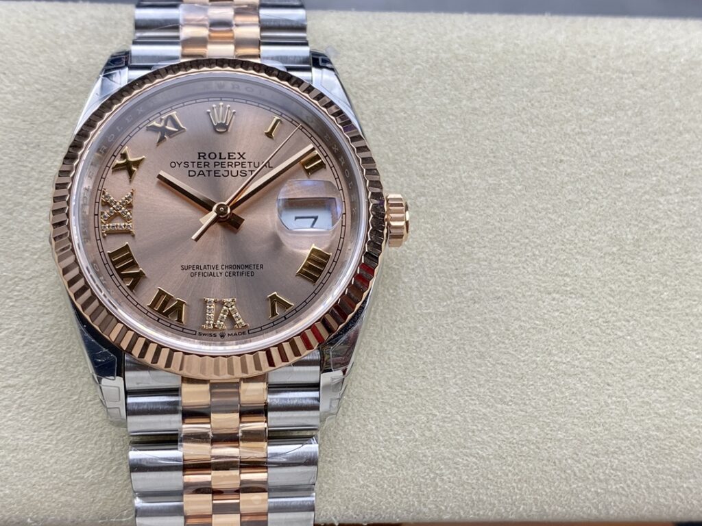 Super Clone Rolex Datejust Rosé Dial 126231-0027 36 mm — dial close-up