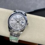 Super Clone Rolex Datejust Silver Dial 126334-0003 41 mm — on leather display