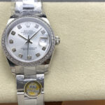 Super Clone Rolex Datejust Silver Diamond Dial 278384RBR-0033 31 mm — dial close-up
