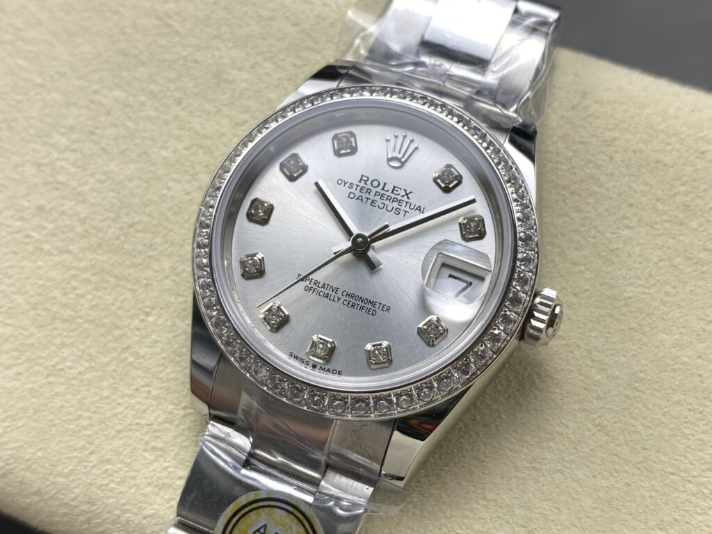 Super Clone Rolex Datejust Silver Diamond Dial 278384RBR-0033 31 mm — side profile