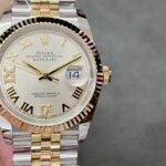 Super Clone Rolex Datejust Silver Roman Diamond Dial 126233-0031 36 mm — dial close-up