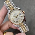 Super Clone Rolex Datejust Silver Roman Diamond Dial 126233-0031 36 mm — case and bezel