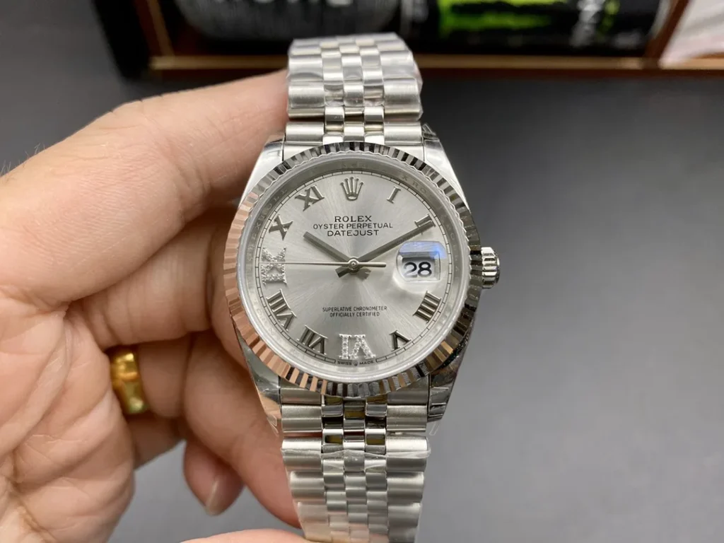 Super Clone Rolex Datejust Silver Roman Diamond Dial 126234-0029 36 mm – Swiss SuperClone