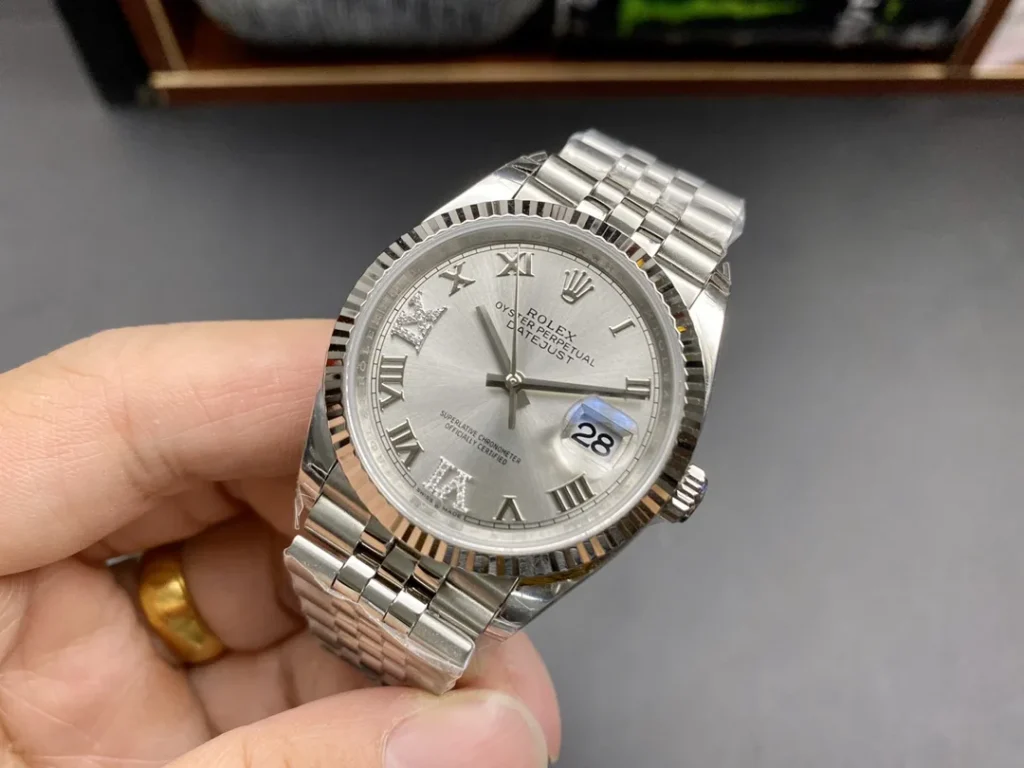 Super Clone Rolex Datejust Silver Roman Diamond Dial 126234-0029 36 mm – Swiss SuperClone