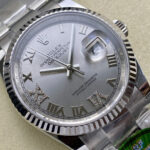 Super Clone Rolex Datejust Silver Roman Diamond Dial 126234-0030 36 mm — side profile