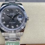 Super Clone Rolex Datejust Slate Diamond Dial 126334-0005 41 mm — dial close-up